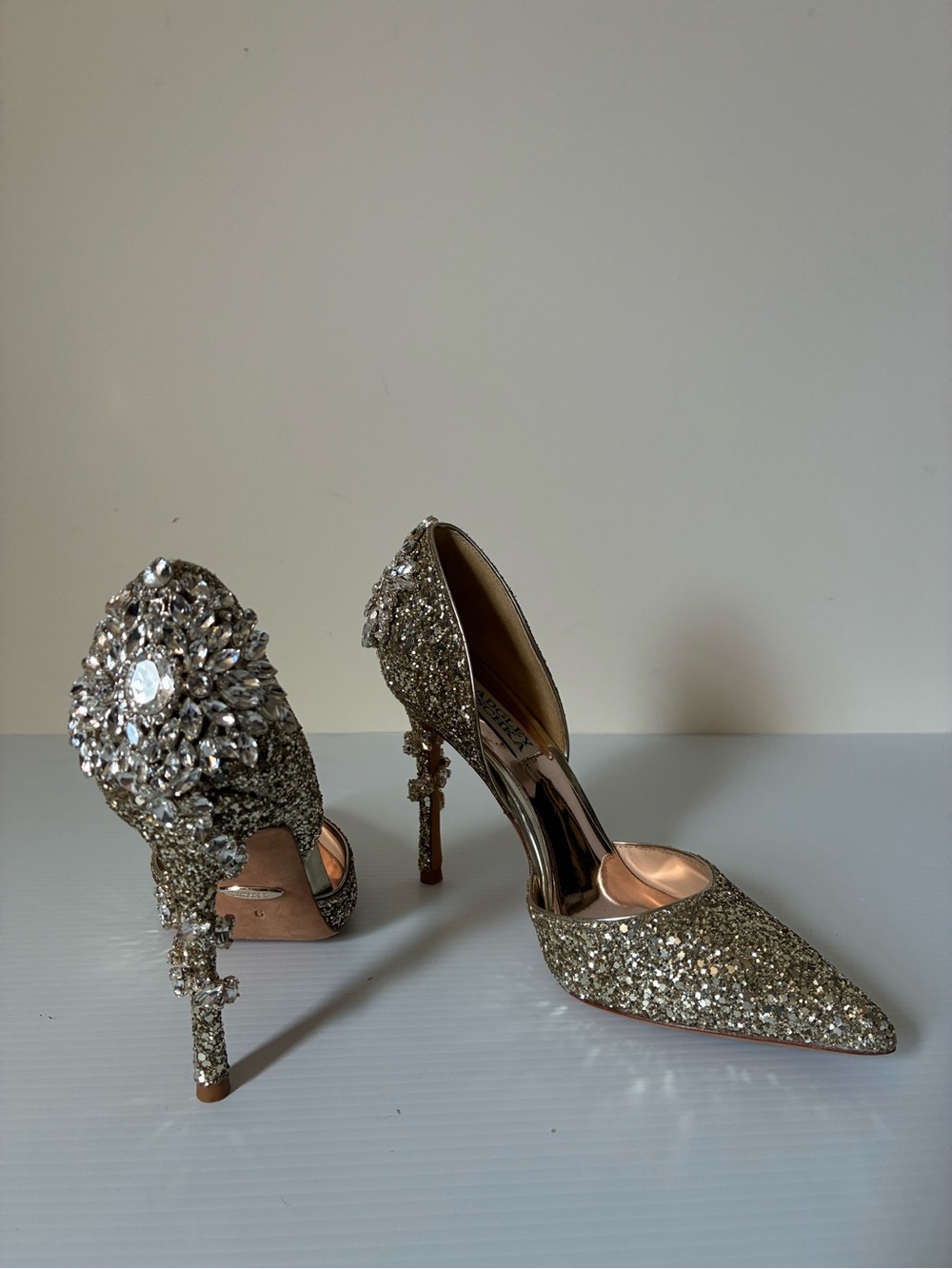 Badgley Mischka Vogue III Crystal Glitter Pointed Toe Pumps Heels size 6 - Picture 4 of 11